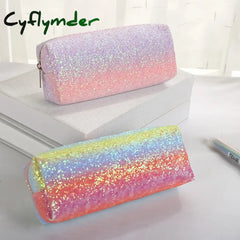 Cyflymder 1 Pcs Soft Pvc Mixed Color Laser Pencils Bags Kawaii Girl Case Large Capacity School