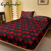 Cyflymder 1 Simple Modern Heart-shaped Printed Matte Fitted Sheet Bedroom Printed Bed Cover Bedding (excluding
