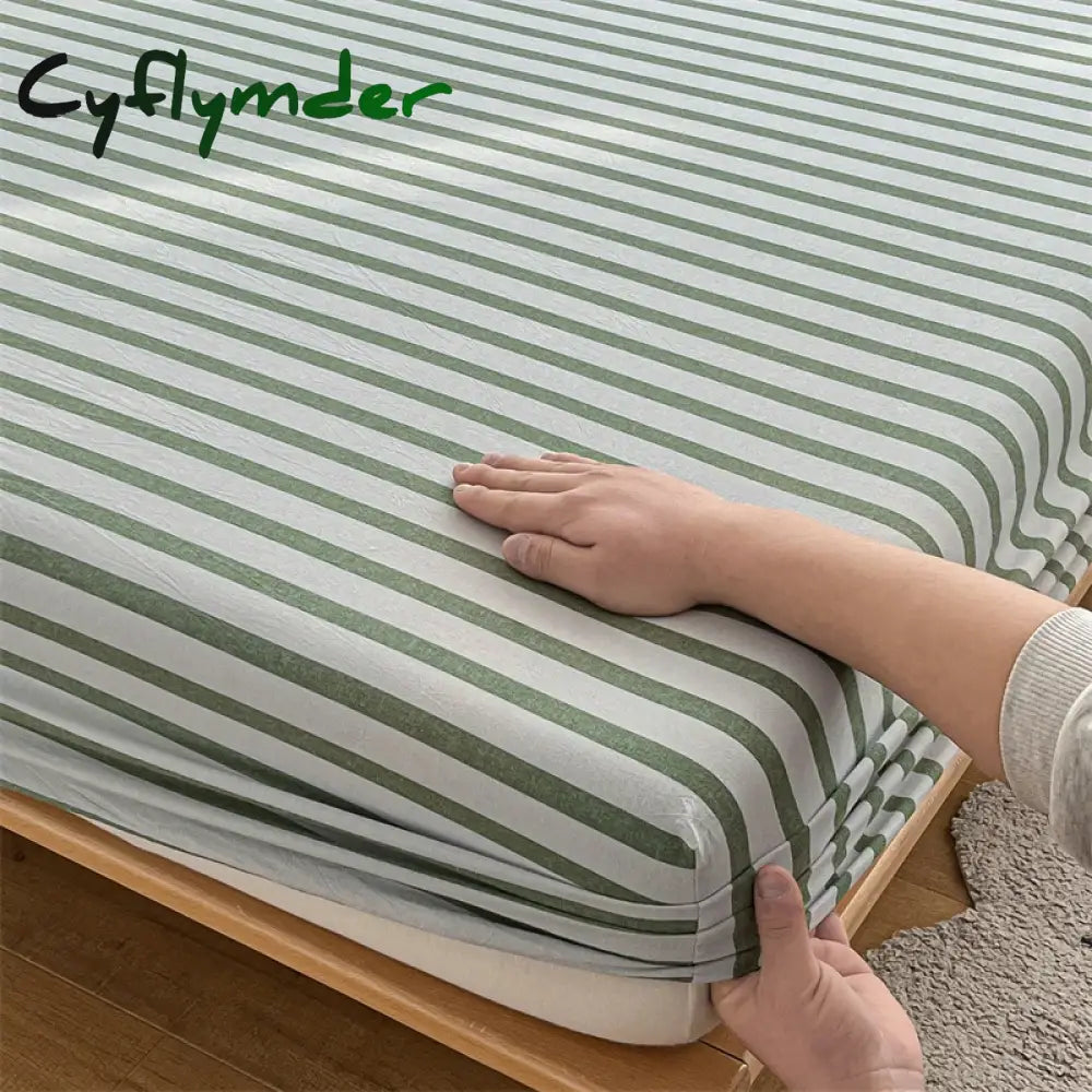 100% Cotton Fitted Sheet Stripe Style Bed Cover Skin-friendly Mattress Cover sabanas Adults Kids Bed Sheets (No Pillowcase)