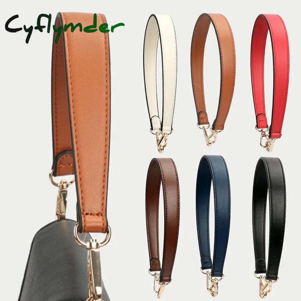 Cyflymder 100% Genuine Leather Bag Strap Handbags Handles For Handbag Short Purse Golden Buckle