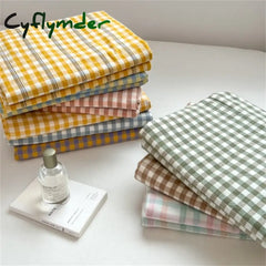 Cyflymder 100% Pure Cotton Bedsheet 1pc Flat Sheets Nordic Grid Pattern Bed Sheet Soft Comfort Home Textile Without