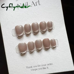 Cyflymder 10Pcs Handmade Acrylic Cat Eyes Butterfly Rhinestones Snowflakes Press On Nails Short