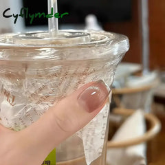 Cyflymder 10Pcs Short Handmade Press On Nails French Cat Eye Design Nail Tips Full Cover False Nail for Women&Girls