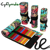 Cyflymder 12/24/36/48/72 Hole Colorful Cloth Pencil Case Stationery Cosmetic Storage Bag Roll