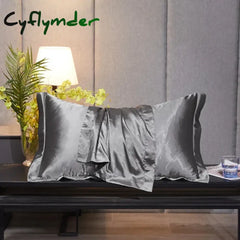 Cyflymder 1pc/2pcs Satin Pillowcase Solid Color Pillow Cover High-End Cover Pillow Bedding Pillow Case Cover