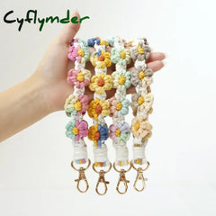 Cyflymder 1Pc Daisy Flower Key Chain Ins Explosive Style High-End Diy Hand-Woven Wrist Ring