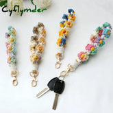 Cyflymder 1Pc Daisy Flower Key Chain Ins Explosive Style High-End Diy Hand-Woven Wrist Ring