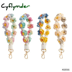 Cyflymder 1Pc Daisy Flower Key Chain Ins Explosive Style High-End Diy Hand-Woven Wrist Ring