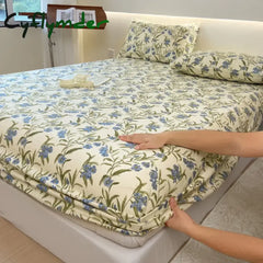 Cyflymder 1PC Flower Printing Bed Sheet For Double Bed Adjustable Elastic Band Wrap Around Mattress Cover Queen/king