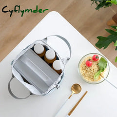 Cyflymder 1Pc Fresh Cooler Bags Waterproof Nylon Portable Zipper Thermal Oxford Lunch Women