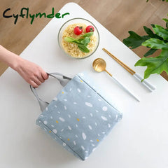 Cyflymder 1Pc Fresh Cooler Bags Waterproof Nylon Portable Zipper Thermal Oxford Lunch Women