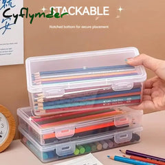 Cyflymder 1Pc Large Capacity Pencil Case Box Pp Material Transparent Stackable Office Supplies