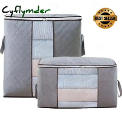 1pc Large Storage Bag Organizer Clothes Storage With Reinforced Handle, Storage Containers For Bedding, Comforters, Clothing, Closet, Clear Window, Sturdy Zippers