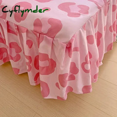 Cyflymder 1PC Pink Leopard Print Bed Cover Bed Mattress Lace Bed Skirt Single Ful Queen King Size Bedsheets Skirts