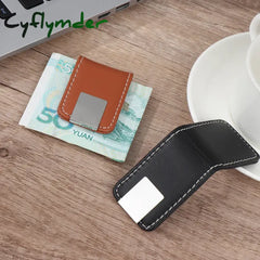 Cyflymder 1Pc PU Leather Strong Magnetic Money Clip Pocket Wallet Portable Mini Slim Wallet Credit Business Cards Holder