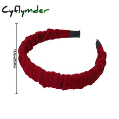 Cyflymder 1pc Red Velvet Hair Accessories Christmas Headband Wide Version Retro Sweet Pleated Large Intestine Circle BB
