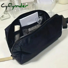 Cyflymder 1Pc-Simple Black Canvas Pencil Case With Large Capacity Stationery Storage Bag School