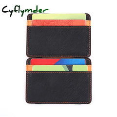 Cyflymder 1PC Ultra Thin PU Leather Women Men Magic Wallets Short Business Credit Card Holder Clutch Bag Case Pouch