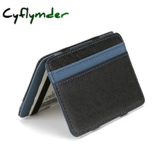 Cyflymder 1PC Ultra Thin PU Leather Women Men Magic Wallets Short Business Credit Card Holder Clutch Bag Case Pouch