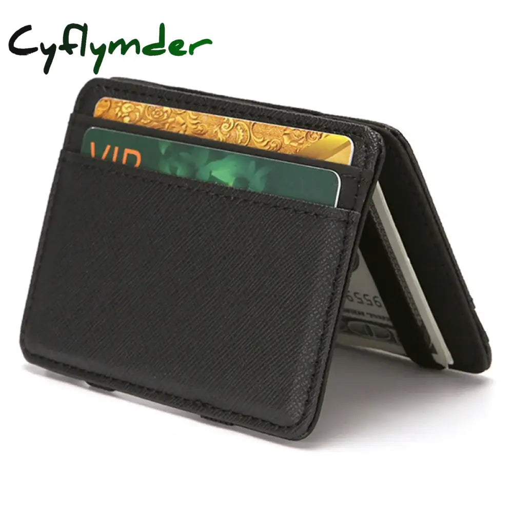 Cyflymder 1PC Ultra Thin PU Leather Women Men Magic Wallets Short Business Credit Card Holder Clutch Bag Case Pouch