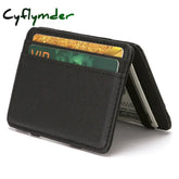 Cyflymder 1PC Ultra Thin PU Leather Women Men Magic Wallets Short Business Credit Card Holder Clutch Bag Case Pouch