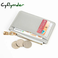 Cyflymder 1PC Ultra-Thin Women Men Credit ID Card Holder PU Leather Zipper Fashion Small Wallet Money Bag Case Coin