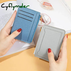 Cyflymder 1PC Ultra-Thin Women Men Credit ID Card Holder PU Leather Zipper Fashion Small Wallet Money Bag Case Coin