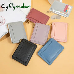 Cyflymder 1PC Ultra-Thin Women Men Credit ID Card Holder PU Leather Zipper Fashion Small Wallet Money Bag Case Coin