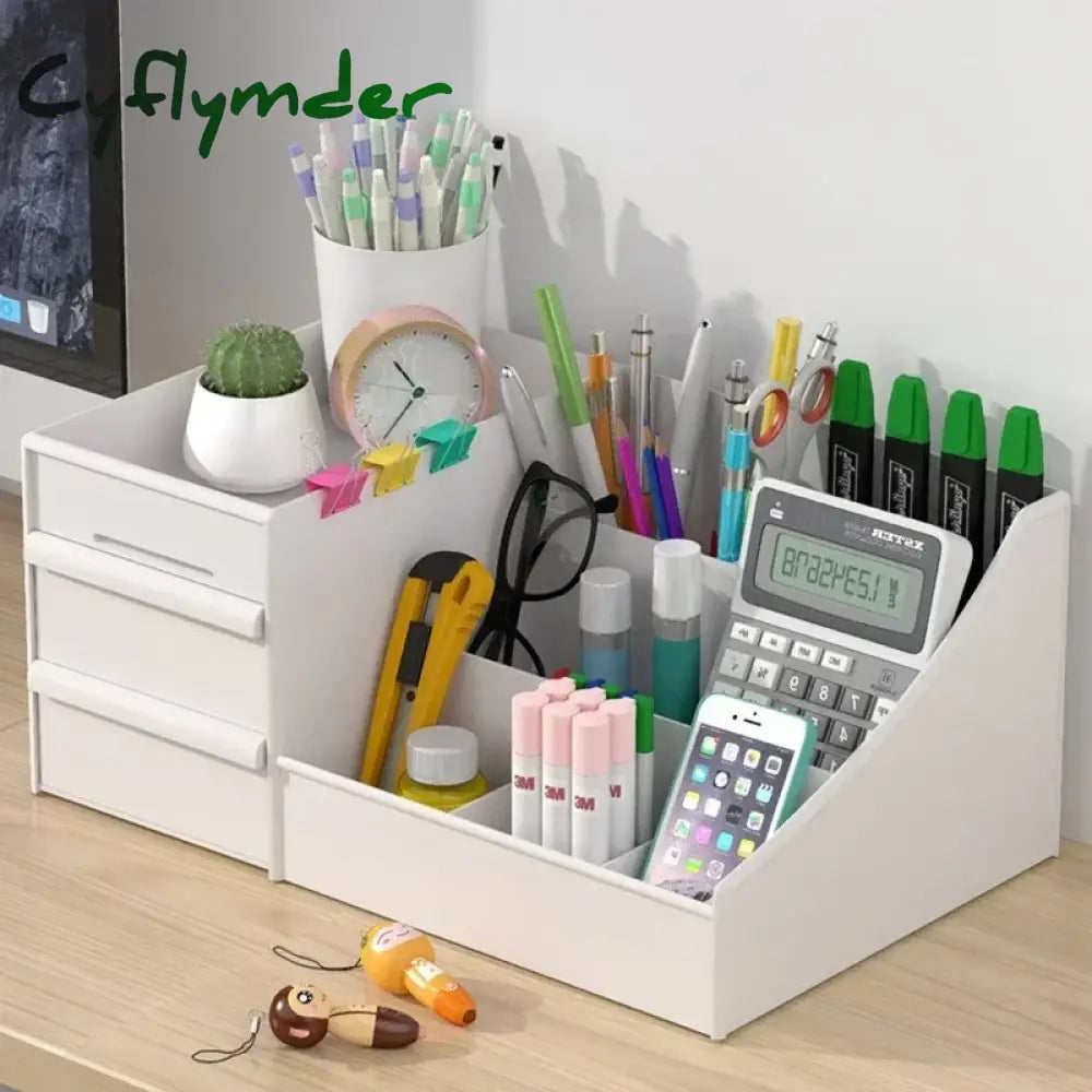 Cyflymder 1PC White Plastic Drawer Makeup Storage Box Dormitory Finishing Shelf Cosmetics Skin Care Dressing Table