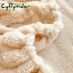 Cyflymder 1pc Winter Warm Bed Sheet with Elastic Band Single/Queen/King Mattress Cover Thick Coral Fleece Fluffy Fitted