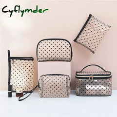 Cyflymder 1Pcs 5Pcs Love Makeup Bags Mesh Cosmetic Bag Portable Travel Zipper Pouches For Home