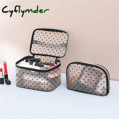 Cyflymder 1Pcs 5Pcs Love Makeup Bags Mesh Cosmetic Bag Portable Travel Zipper Pouches For Home