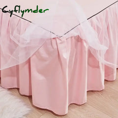 Cyflymder 1pcs Princess Bed Skirt Ruffled Lace Bed Skirt Non-slip Mattress Cover Solid Color Bedsheet Protector