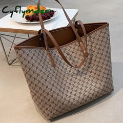 Cyflymder 2 Pcs/Set Women Bag Luxury Designer High Capacity Tote Handbag Trend Brand Striped