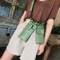 Cyflymder 2 Pcs Women Waist Bag Hip Hop Leather Belt Bags Tactical Crossbody Chest Female Fanny