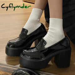 Cyflymder 2024 Hot Sale High Heels Loafers Women Shoes Retro Chunky Pumps Woman Uniform College