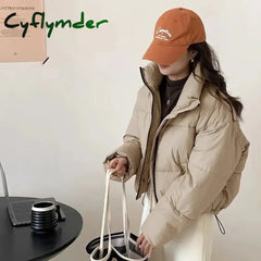 Cyflymder 2024 New Women Solid Loose Puffer Jacket Winter Korean Chic Oversized ThickenedWarm Parkas Female Coat Lady