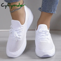 Cyflymder 2024 Spring Breathable Wedge Sneakers Women Mesh Knitted Platform Sports Shoes Woman
