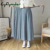 2024 Spring Summer New Style Korean Women Pleated Chiffon Trousers High Waist Pants Female Hakama Casual Wide Leg Pantalones
