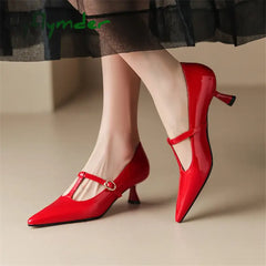 Cyflymder 2024 Spring Summer Patent Leather Women Shoes Pointed Toe Shallow Pumps Mary Jane For