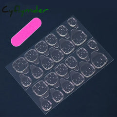 Cyflymder 24 Pieces Long Almond Irregular French style Pattern ABS Full Cover Glossy False Nails Y-252
