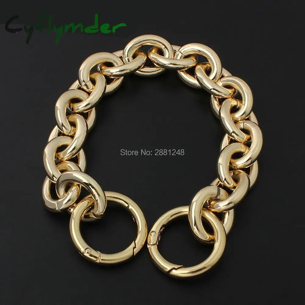 Cyflymder 24Mm Thick Round Aluminum Chain + Spring Ring Light Weight Bags Strap Bag Parts Handles