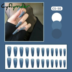 Cyflymder 24PC/Box Fashion False Nails Artificial Milky White Pink Gradients Long Ballet Nail Tips Full Cover Acrylic