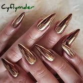 Cyflymder 24pc/set Medium Almond Fake Nails Metallic Mirror Red Black Purple Blue Golden Tips Faux