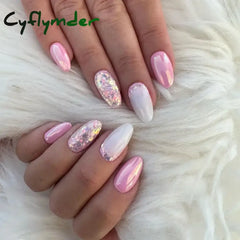 Cyflymder 24Pcs Almond Nails Set with Glue Gradient Short Oval False Nails Wearable Round Head Press on Nails Full