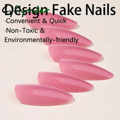 Cyflymder 24pcs Gradient Rose Pink False Nails Glossy Cat Eye Design Fake Nail Tips For Girls Women Almond Press On