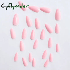 Cyflymder 24PCS Medium Stiletto Pink Ballectcore Tip Press on Nails Full Cover Fake Nail Set For Girl Mother Women Gift