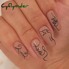 Cyflymder 24Pcs/Set Almond Gradient Press On Nail Art Wearable Fake Nails Pointed Simple Ballet Coffin Reusable False