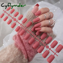 24Pcs/Set Matte False Nails Glue Square Head Frosted Press On Fake Nail Tips Full Cover Artificial Fingernails Ballet Detachable
