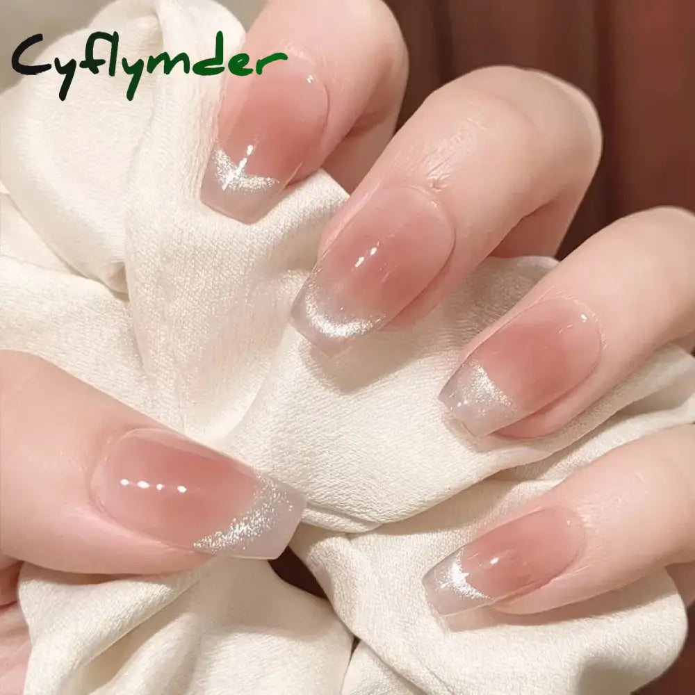 Cyflymder 24Pcs Super Shiny False Nails 3D Drop Diamond Y2K Mid-Length Coffin Ballet Fake Full